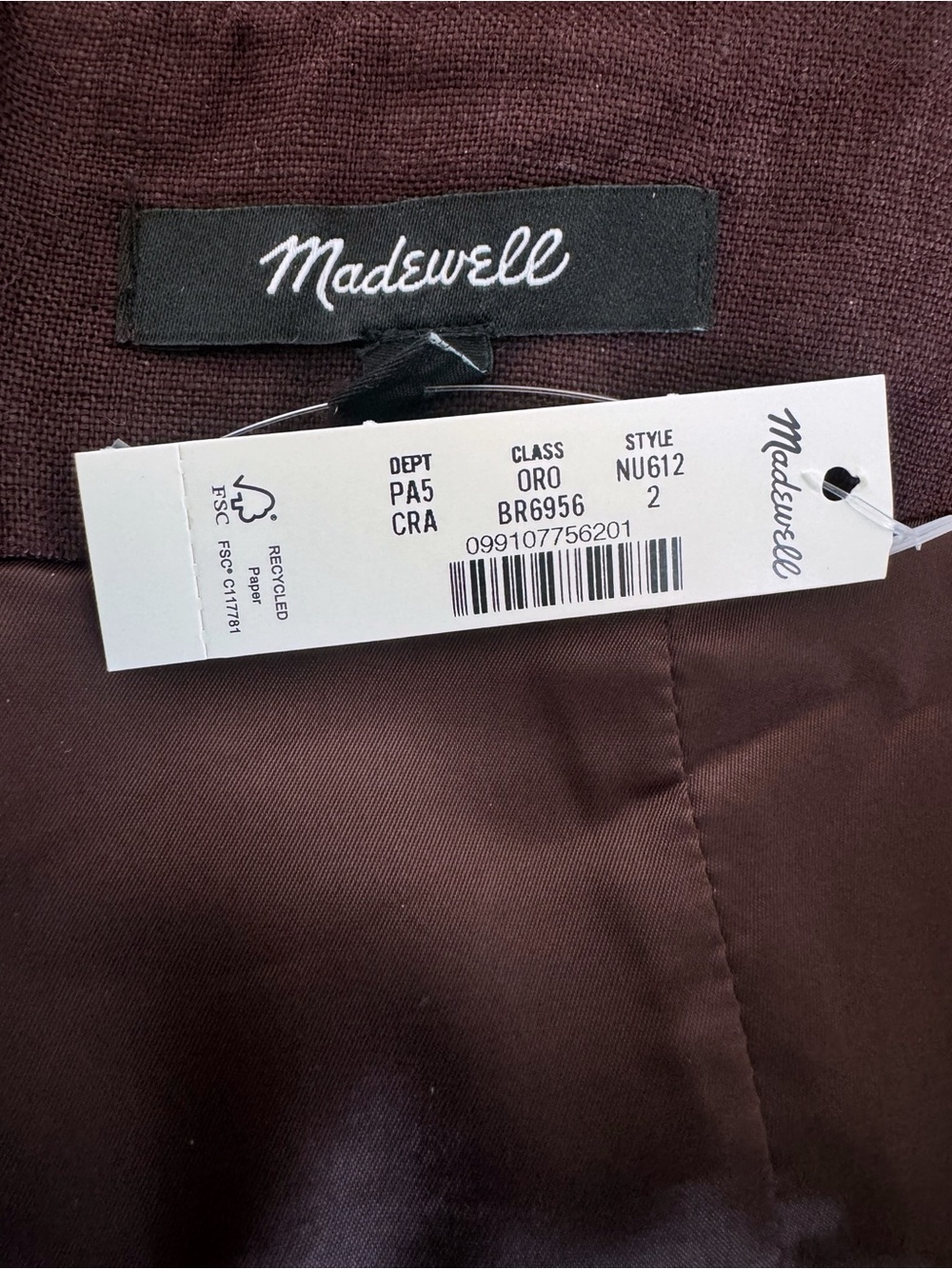 Madewell Pleated Linen Mini Skirt Chocolate Raisin Brown Clean Girl Minimalist - Picture 7 of 8